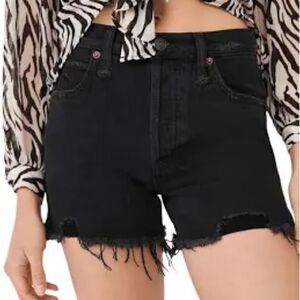 NWT FREE PEOPLE Makai Distressed Jean Shorts Black 31
